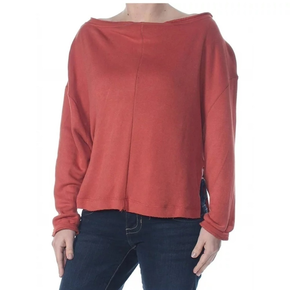 Free People Good Terry Pullover Sweater Rustic Orange
